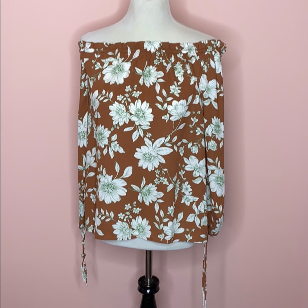 NWT Gibson Brown Flower Shirt
